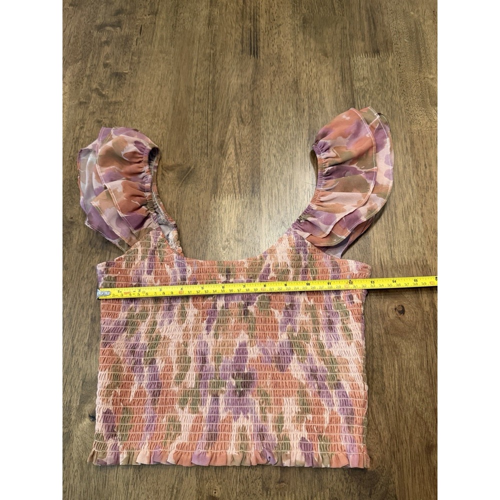 Saltwater Luxe Eryn Smocked Ruffle Crop Top Multi-Color Floral Size S - Picture 3 of 6